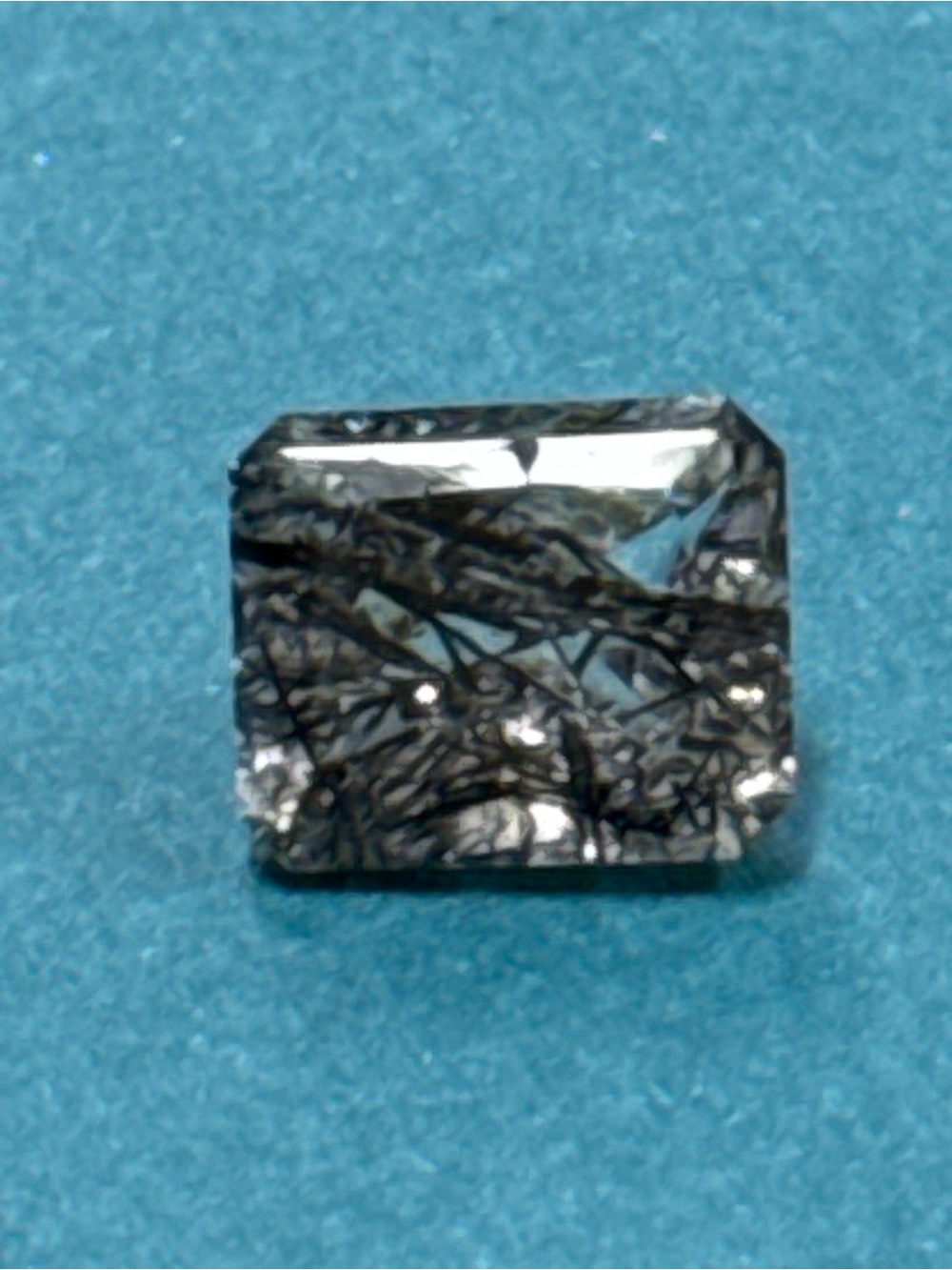 Tourmalinated Quartz Gemstone, Emerald Cut Loose Stone, Natural Included Quartz